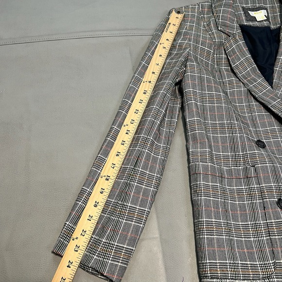Anthropologie Maeve Lilith Plaid Oversize Gray Academia Double Breast Blazer3921 - Picture 10 of 12